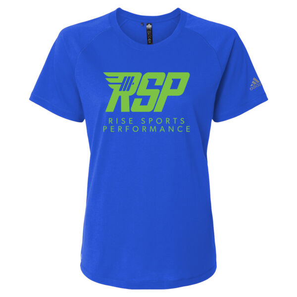 Adidas Women's RISE Sports Performance Blended T-Shirt (Green Logo) Thumbnail