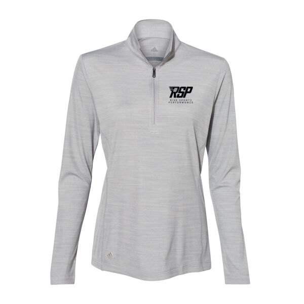 Adidas RISE Sports Performance Women's Lightweight Mélange Quarter-Zip Pullover (Black Logo) Thumbnail