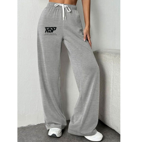 NINEXIS RISE Sports Performance High-Rise Drawstring Loose Wide Leg Sweatpants (Black Logo) Thumbnail