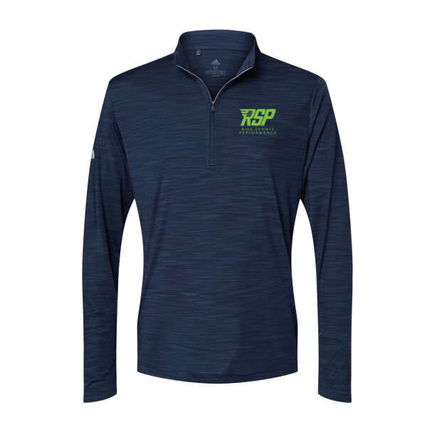 Adidas RISE Sports Performance Lightweight Mélange Quarter-Zip Pullover (Green Logo) Thumbnail