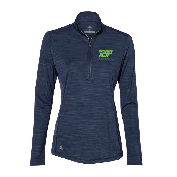 Adidas RISE Sports Performance Women's Lightweight Mélange Quarter-Zip Pullover (Green Logo) Thumbnail
