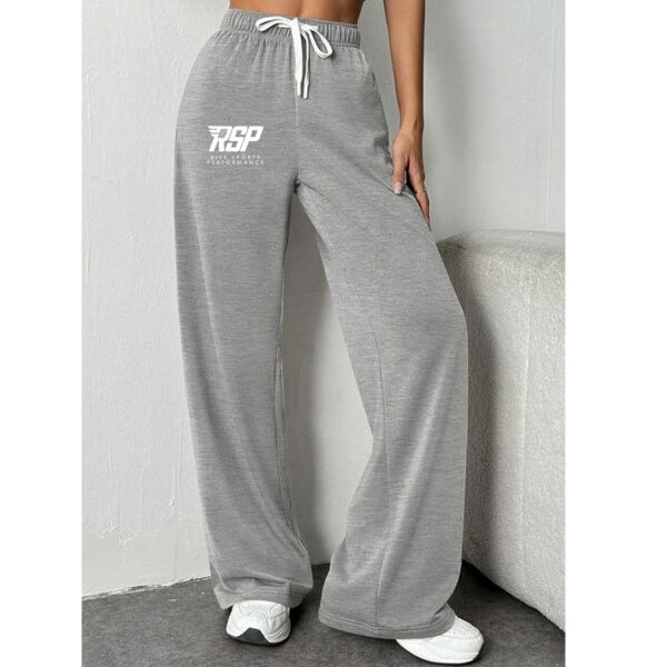 NINEXIS RISE Sports Performance High-Rise Drawstring Loose Wide Leg Sweatpants (White Logo) Thumbnail